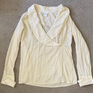 SOFT SURROUNDINGS cream silk surplice top, Sz Large.